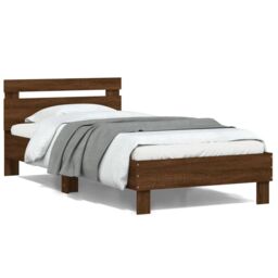 Berkfield Home Bed Frame without Mattress with LED Lights Brown Oak 100x200 cm - thumbnail 1