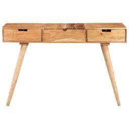 Berkfield Home Dressing Table with Mirror 112x45x76 cm Solid Acacia Wood in Brown - Size: 112 x 45 x 76 cm - thumbnail 3