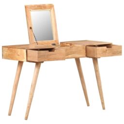 Berkfield Home Dressing Table with Mirror 112x45x76 cm Solid Acacia Wood in Brown - Size: 112 x 45 x 76 cm