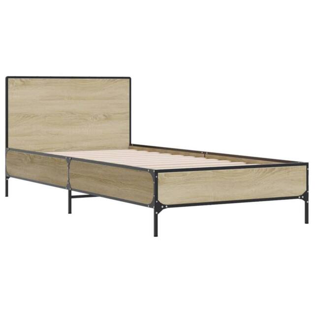 Berkfield Home Durable Bed Frame without Mattress Sonoma Oak 90x200 cm in Light Tan - image 1