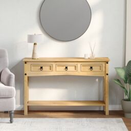 Berkfield Home Console Table Corona 114x34.5x73 cm Solid Wood Pine in Brown - thumbnail 3