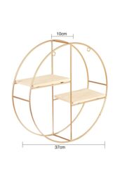 Living and Home 2-tier Wall Hanging Storage Display Decorative Shelf Metal Floating Plant Stand in Gold - thumbnail 3