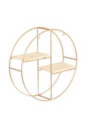 Living and Home 2-tier Wall Hanging Storage Display Decorative Shelf Metal Floating Plant Stand in Gold - thumbnail 6