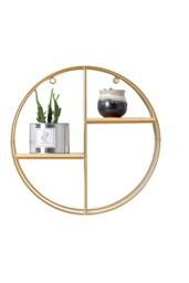 Living and Home 2-tier Wall Hanging Storage Display Decorative Shelf Metal Floating Plant Stand in Gold - thumbnail 5