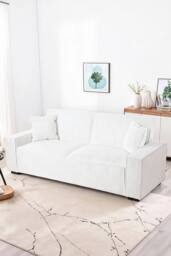 Living and Home Modern Corduroy Upholstered loveseat in White - thumbnail 1