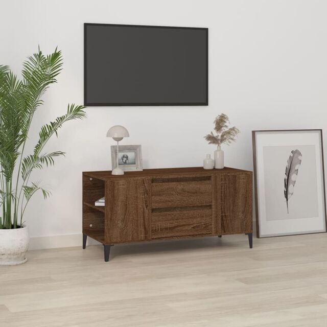 Berkfield Home TV Cabinet Brown Oak 102x44.5x50 cm Engineered Wood - image 1