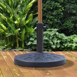 OUTSUNNY 13kg Garden Parasol Base Round Resin Umbrella Stand Holder Bronze Tone - thumbnail 1