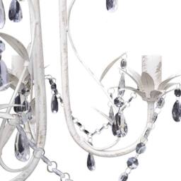 Berkfield Home Crystal Pendant Ceiling Lamp Chandelier Elegant White - thumbnail 4