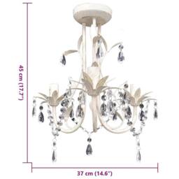 Berkfield Home Crystal Pendant Ceiling Lamp Chandelier Elegant White - thumbnail 5