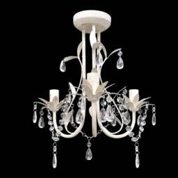 Berkfield Home Crystal Pendant Ceiling Lamp Chandelier Elegant White - thumbnail 1