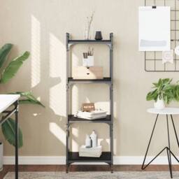 Berkfield Home Decorative Bookcase 4-Tier Black 40x30x120 cm Engineered Wood - Size: 40 x 30 x 120 cm - thumbnail 2