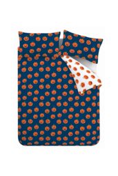 Catherine Lansfield 'Halloween Pumpkins' Reversible Duvet Cover Set in Navy - Size: King - thumbnail 6