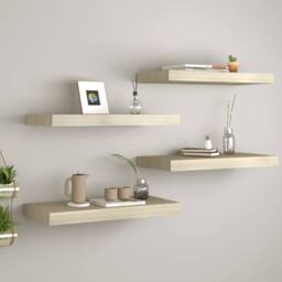 Berkfield Home Durable Floating Wall Shelves 4 pcs Oak 50x23x3.8 cm MDF in Light Oak - thumbnail 2