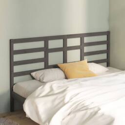Berkfield Home Bed Headboard Grey 186x4x104 cm Solid Wood Pine - Size: 186 x 4 x 104 cm - thumbnail 2