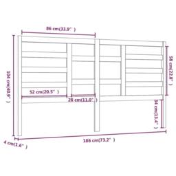 Berkfield Home Bed Headboard Grey 186x4x104 cm Solid Wood Pine - Size: 186 x 4 x 104 cm - thumbnail 6