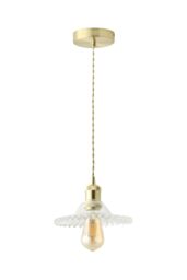 ValueLights Lucrezia Pendant Light with Frilled Glass Lamp Shade in Amber - Size: 9 inches - thumbnail 6