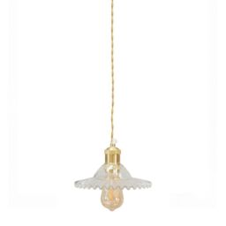 ValueLights Lucrezia Pendant Light with Frilled Glass Lamp Shade in Amber - Size: 9 inches - thumbnail 1