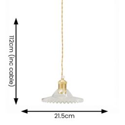 ValueLights Lucrezia Pendant Light with Frilled Glass Lamp Shade in Amber - Size: 9 inches - thumbnail 7