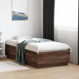 Berkfield Home Bed Frame without Mattress Brown Oak 90x190 cm Single - thumbnail 2