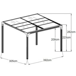 Primrose Living Anthracite Veranda Garden Canopy Retractable Sliding Roof 12.8ft x 10ft in Dark Grey - thumbnail 4