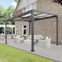 Primrose Living Anthracite Veranda Garden Canopy Retractable Sliding Roof 12.8ft x 10ft in Dark Grey - thumbnail 1