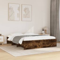 Berkfield Home Bed Frame without Mattress Smoked Oak 160x200 cm Engineered Wood in Brown - thumbnail 1
