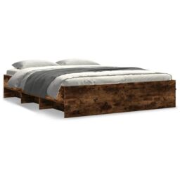 Berkfield Home Bed Frame without Mattress Smoked Oak 160x200 cm Engineered Wood in Brown - thumbnail 2