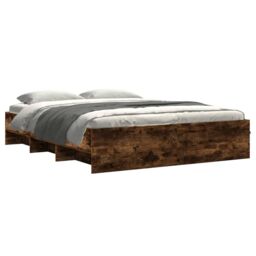 Berkfield Home Bed Frame without Mattress Smoked Oak 160x200 cm Engineered Wood in Brown - thumbnail 3