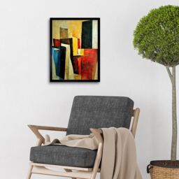 "Artery8 Wall Art Print Bold Modern Abstract Cubism Acrylic Painting Art Framed in Black - Size: W12"" x H16""" - thumbnail 2