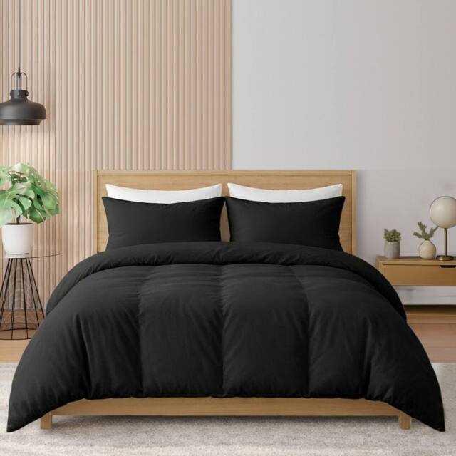 Pamposh 400TC Cotton Sateen Duvet Cover Sets - Smooth & Soft Feel in Black - Size: Super King - image 1