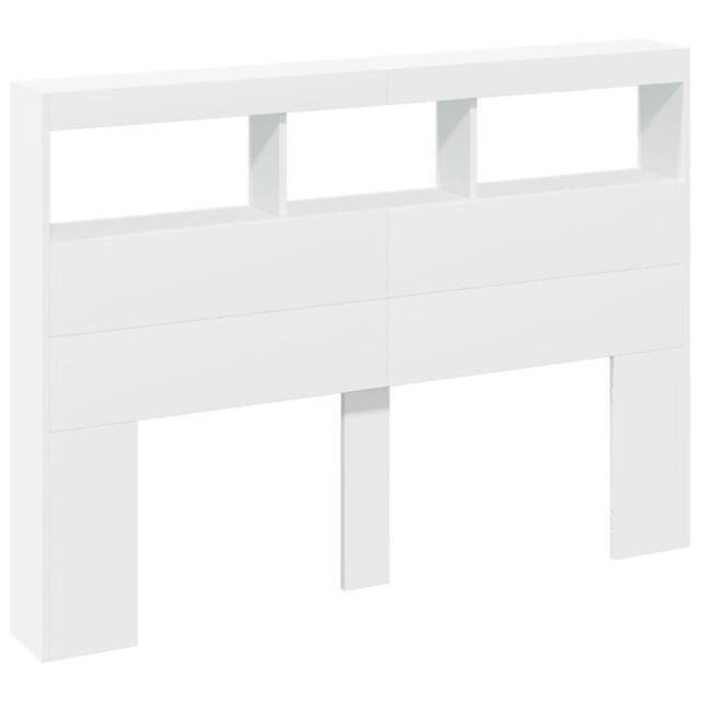 Berkfield Home Headboard Cabinet with LED White 140x17x102 cm - Size: 140 x 17 x 102 cm - image 1