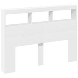 Berkfield Home Headboard Cabinet with LED White 140x17x102 cm - Size: 140 x 17 x 102 cm - thumbnail 1