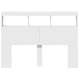 Berkfield Home Headboard Cabinet with LED White 140x17x102 cm - Size: 140 x 17 x 102 cm - thumbnail 6
