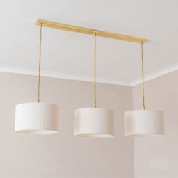 ValueLights Reni Cream Boucle Shade 3 Drop Bar Gold Diner Ceiling Pendant Light - thumbnail 3
