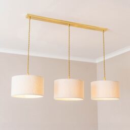ValueLights Reni Cream Boucle Shade 3 Drop Bar Gold Diner Ceiling Pendant Light - thumbnail 1