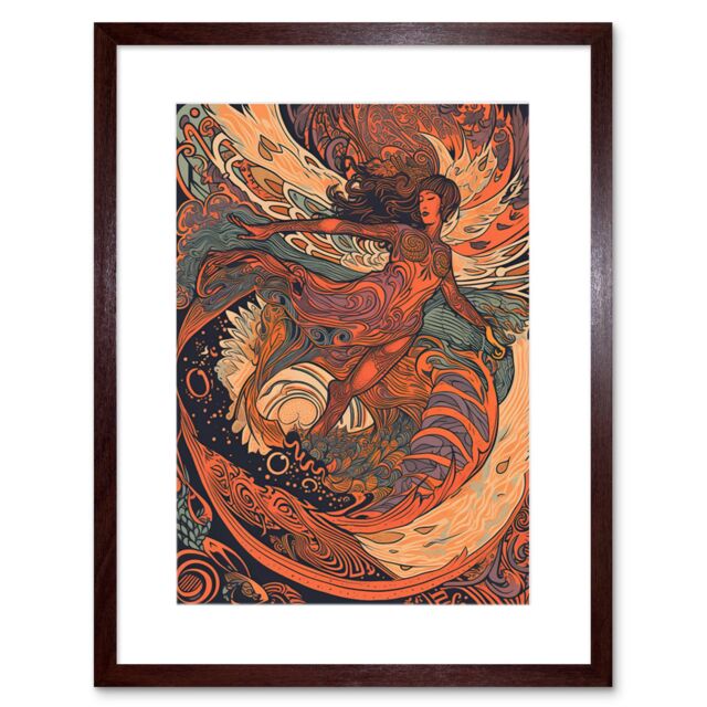 "Artery8 Wall Art Print Astral Projection Conceptual Art Artwork Framed 9X7 Inch in Brown - Size: W7"" x H9""" - image 1