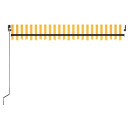 Berkfield Home Manual Retractable Awning with LED 450x350 cm Yellow & White - thumbnail 4