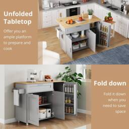 BTM Kitchen Island on Wheels with Spice Rack & Towel Holder in Grey - thumbnail 7