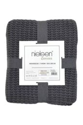 nielsen Alen Coarse Knitted Throw Blanket Cotton 150 x 200cm in Grey - Size: 150 cm x 200 cm - thumbnail 3
