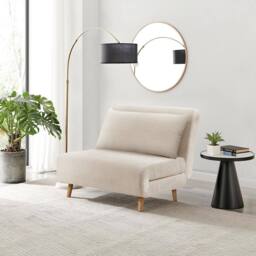 FurnitureboxUK Bobby Cream Jumbo Corduroy Single Folding Sofa Bed Chair - thumbnail 1