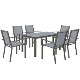 OUTSUNNY Garden Dining Set for 6, Outdoor Dining Table & Chairs in Light Grey - thumbnail 2
