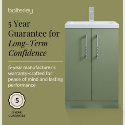 Balterley Bathroom Vanity Basin Unit, Chrome Handles, 600mm, Satin Green - thumbnail 6