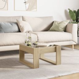 Berkfield Home Coffee Table with Infinity LED Sonoma Oak 50x53x30 cm in Brown - Size: 50 x 53 x 30 cm - thumbnail 4