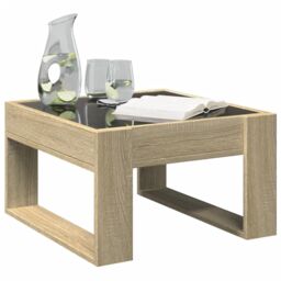 Berkfield Home Coffee Table with Infinity LED Sonoma Oak 50x53x30 cm in Brown - Size: 50 x 53 x 30 cm - thumbnail 5