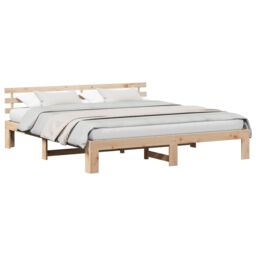 Berkfield Home Natural Pine Wood Bed Frame Natural Solid Pine wood 180 x 200 cm in Brown - thumbnail 3