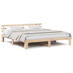 Berkfield Home Natural Pine Wood Bed Frame Natural Solid Pine wood 180 x 200 cm in Brown - thumbnail 4