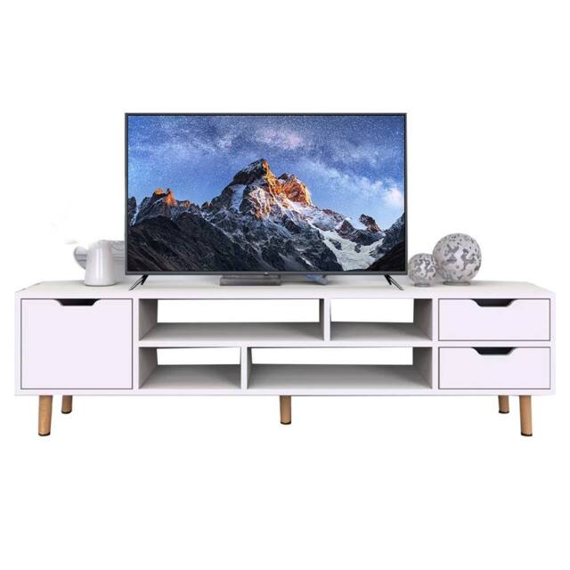 VOGREX TV Stand Cabinet Center Featuring 1 Door & 4 Shelving Spaces in White - image 1