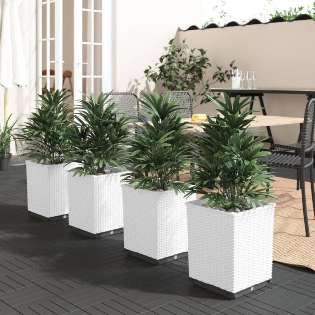 Berkfield Home Planters 4 pcs White 30x30x37 cm Polypropylene - Size: 30 x 30 x 37 cm - image 1