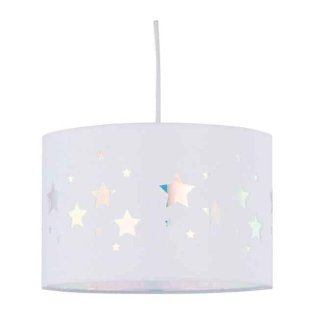 First Choice Lighting Clayton - White Easy Fit Fabric Pendant Shade with Star Cut Out - image 1