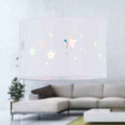 First Choice Lighting Clayton - White Easy Fit Fabric Pendant Shade with Star Cut Out - thumbnail 5